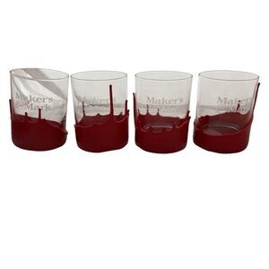 4 Makers Mark Wax Dripped Rock Tumblers Glasses